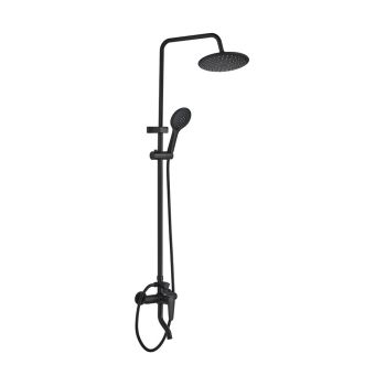 Milano Sam Round Complete Rain Shower System, Matte Black