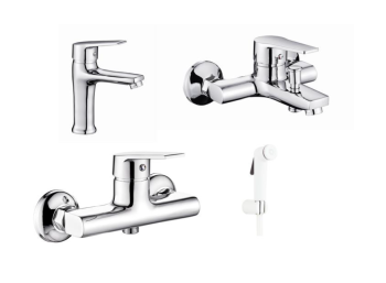 Milano Turbo 4-in-1 Bathroom Set, Chrome (Basin Faucet, Bath Mixer, Shower Mixer, Bidet Sprayer)