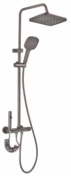 Milano Piano 4-Way Thermostatic Rain Shower System, Gunmetal Grey