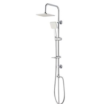 Milano Arda Square Shower Column with Rainfall Head and Handheld Wand, Chrome