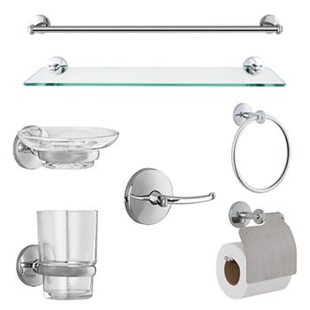 Milano Lilda 7-Piece Bathroom Accessory Gift Set, Chrome Plated140400500145