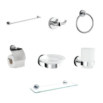 Milano Classic 7-Piece Bathroom Accessory Gift Set, Chrome Finish