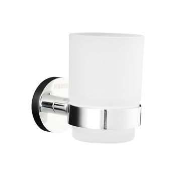 Milano Classic Wall-Mounted Toothbrush Tumbler Holder with Frosted Glass Cup