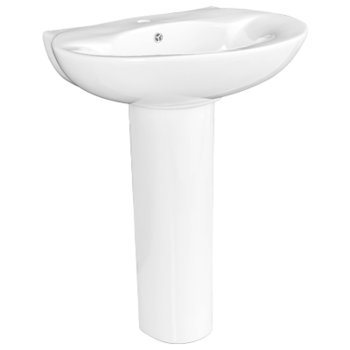 Milano American Style Bathroom Sink with Full Pedestal, White Ceramic