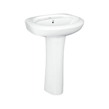 Anchor Repose Bathroom Sink with Full Pedestal, White Ceramic
