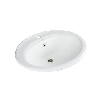 Milano Above-Counter Rectangular Ceramic Bathroom Sink, White Vessel Basin