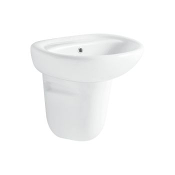 Milano Bathroom Sink with Full Pedestal, White Ceramic, Model 207A