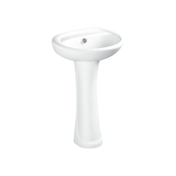 Milano Bathroom Sink with Full Pedestal, White Ceramic, Model 207