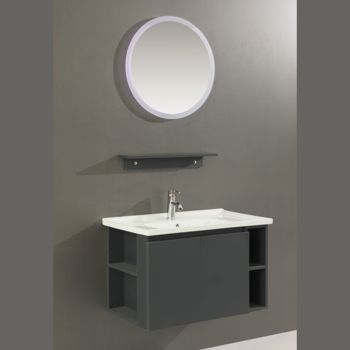Milano Freya 80cm Bathroom Vanity with LED Mirror Cabinet and Ceramic Basin