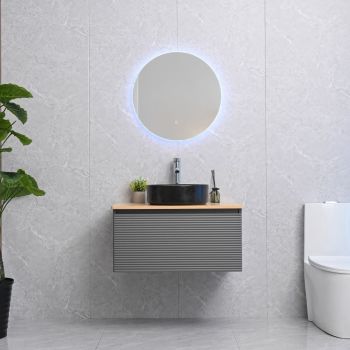 Milano Zona 80cm Bathroom Vanity Set with Ceramic Basin and Mirror