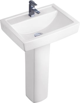 Milano Sigma Bathroom Sink with Full Pedestal, White Ceramic