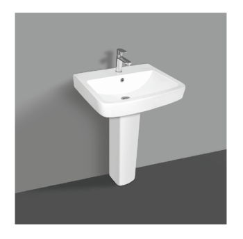 Milano Nasa Bathroom Sink with Full Pedestal, 60cm, White Ceramic