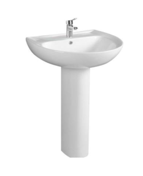 Milano Bathroom Sink with Full Pedestal, 55cm, White Ceramic
