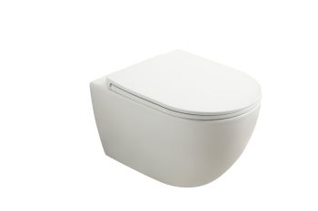 Milano Ice Rimless Wall-Hung Toilet Bowl with Soft-Close Seat, Modern Design, White