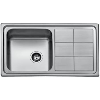 Milano High-Grade Inset Kitchen Sink, Single Bowl with Drainboard, 86x50cm, Stainless Steel