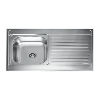 Milano Eco Inset Kitchen Sink, Single Bowl with Drainboard, Stainless Steel, 100x60cm