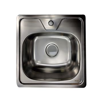 Milano Inset Single Bowl Kitchen Sink, 50x50cm, Stainless Steel