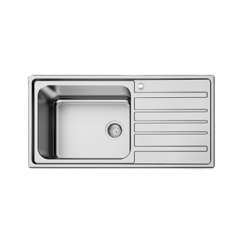 Milano Inset Kitchen Sink, Single Bowl with Drainboard, 100x50cm, Stainless Steel