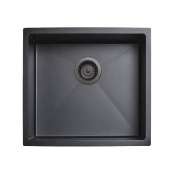 Milano Elite Single Bowl Kitchen Sink, Matte Black Stainless Steel, 45x45cm