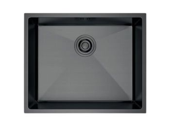 Milano Elite Single Bowl Kitchen Sink, Matte Black Stainless Steel, 60x45cm
