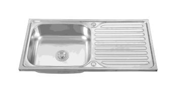 Milano Layon Single Bowl Kitchen Sink with Drainboard, 100x50cm, Stainless Steel