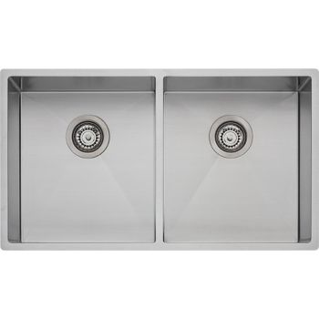 Milano Elite Double Bowl Kitchen Sink, Brushed 304 Stainless Steel, 78x45cm