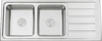 Milano Kitchen Sink with Drainboard, 116x50cm, Stainless Steel
