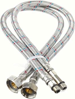 Milano Faucet Connector Hoses, 60cm Braided Stainless Steel (2-Pack)